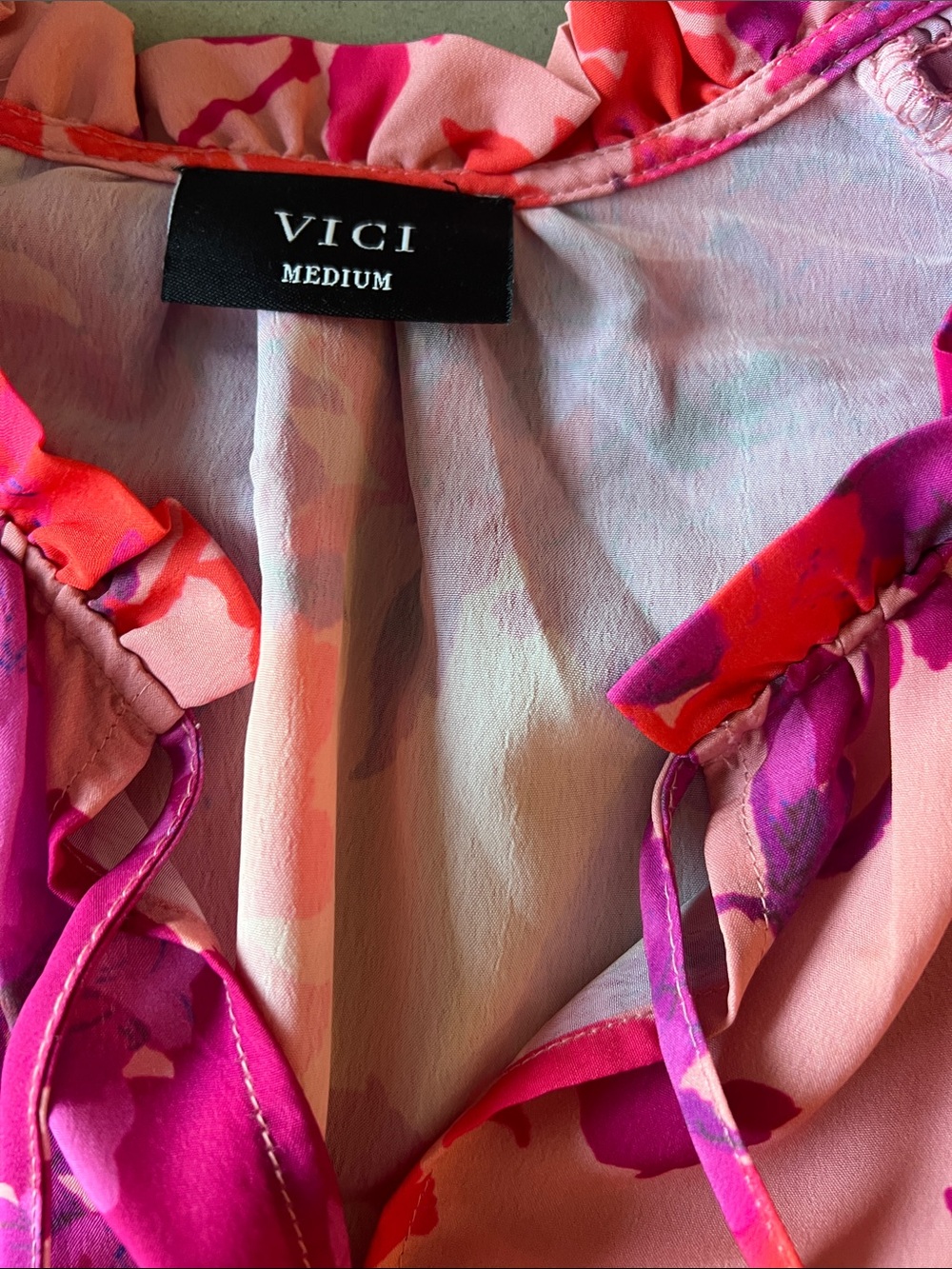 Vici Pink & Magenta Floral Smocked Casual Dress - Picture 2 of 4